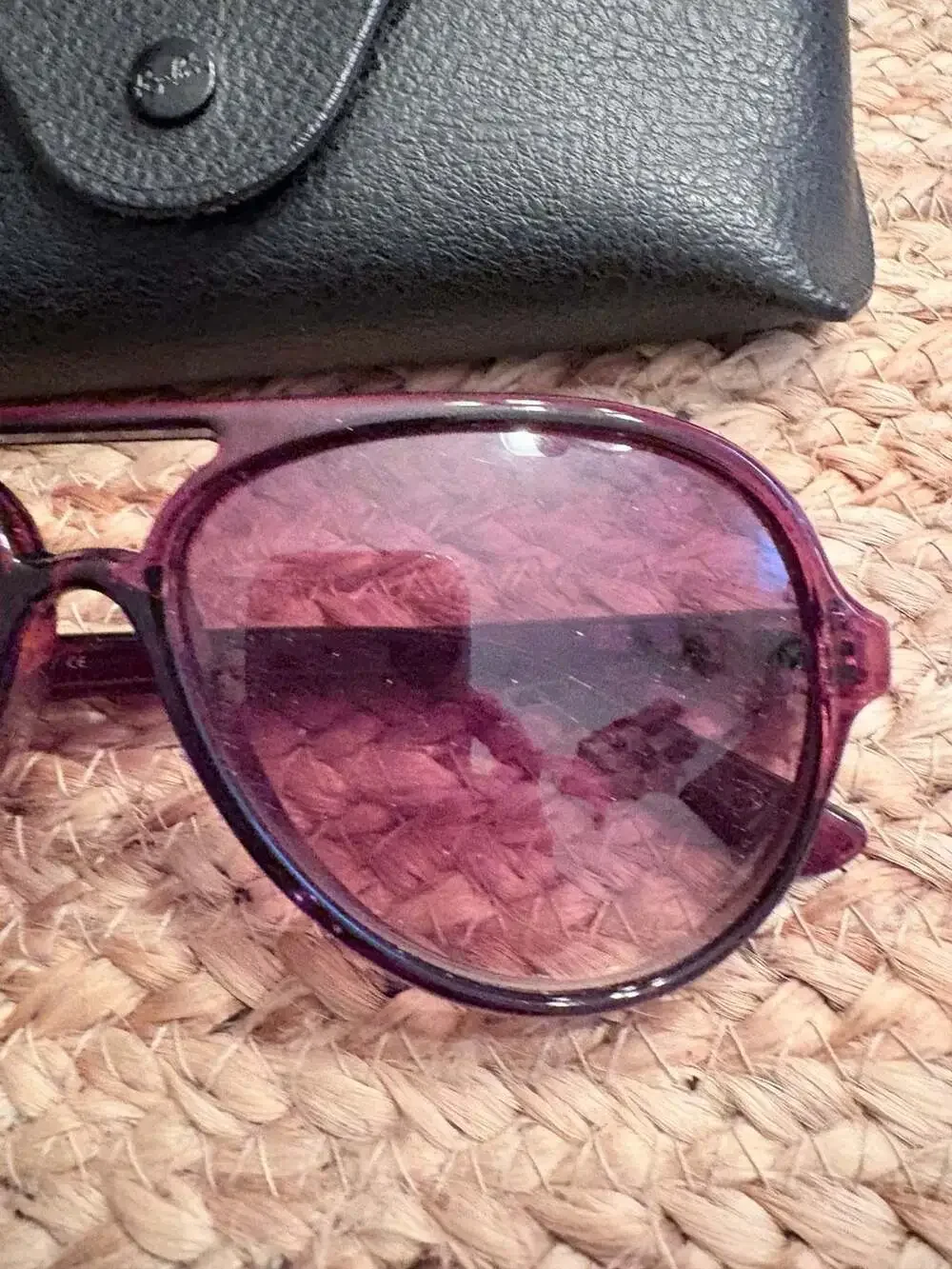 Ray-Ban RB4125 Cats 5000 Aviator Sunglasses in Translucent Purple - Picture 3 of 6